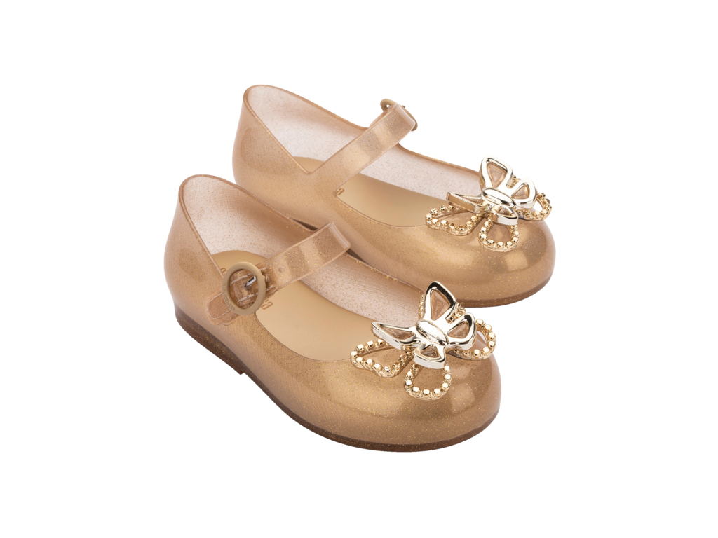 Mini Melissa Sweet Love Fly- Beige Glitter Gold