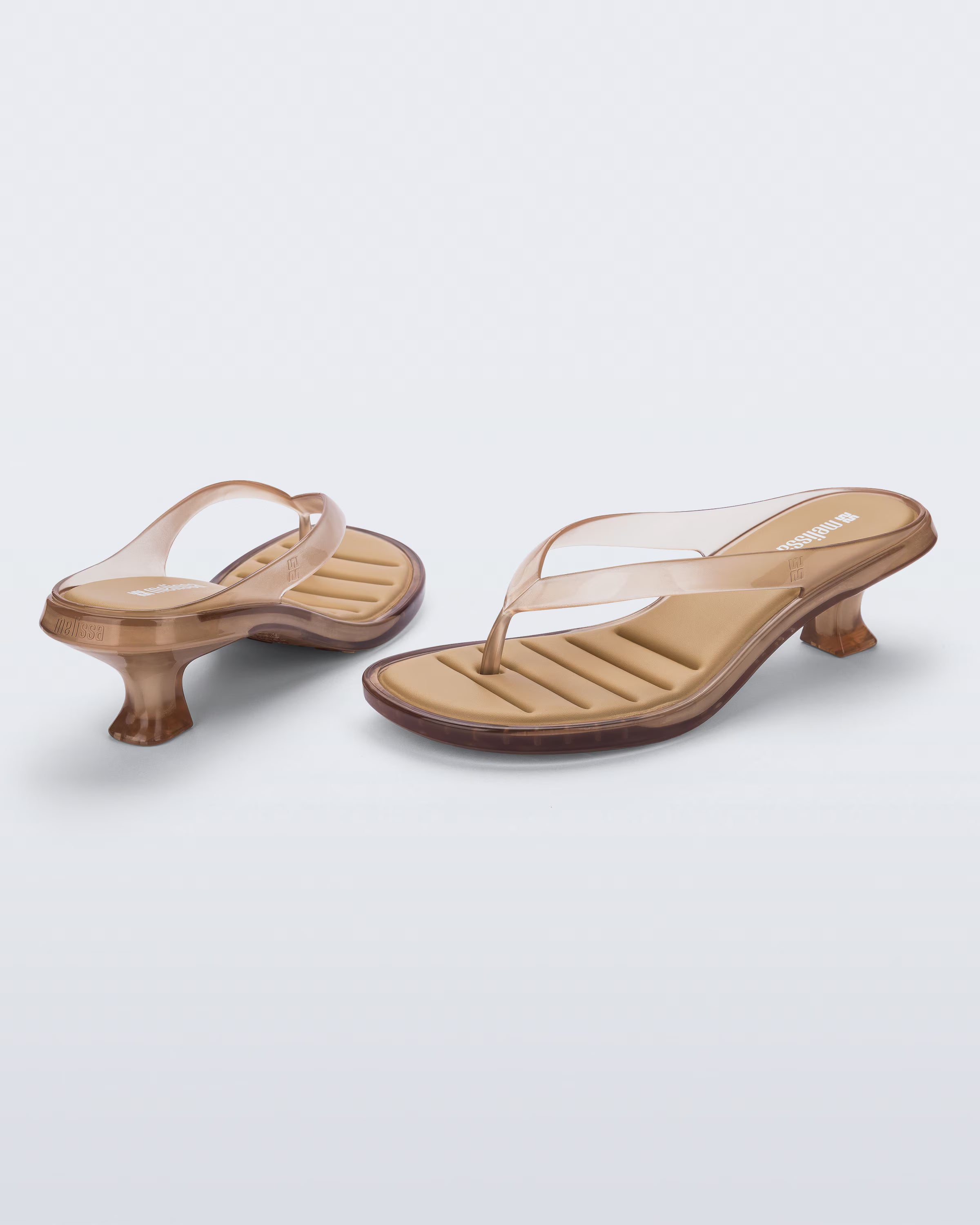 Melissa Thong Kitten Heel - Clear Beige