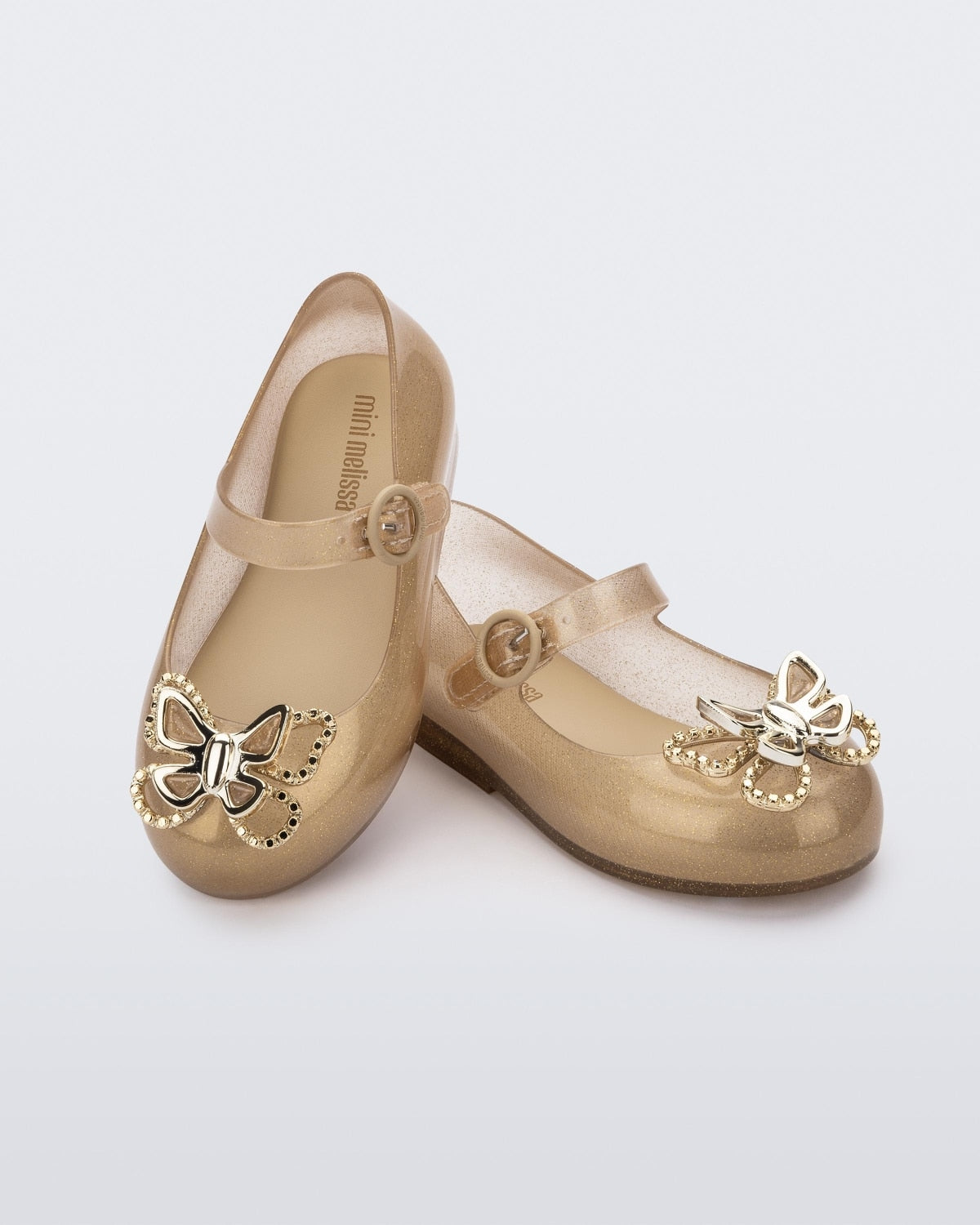 Mini Melissa Sweet Love Fly- Beige Glitter Gold