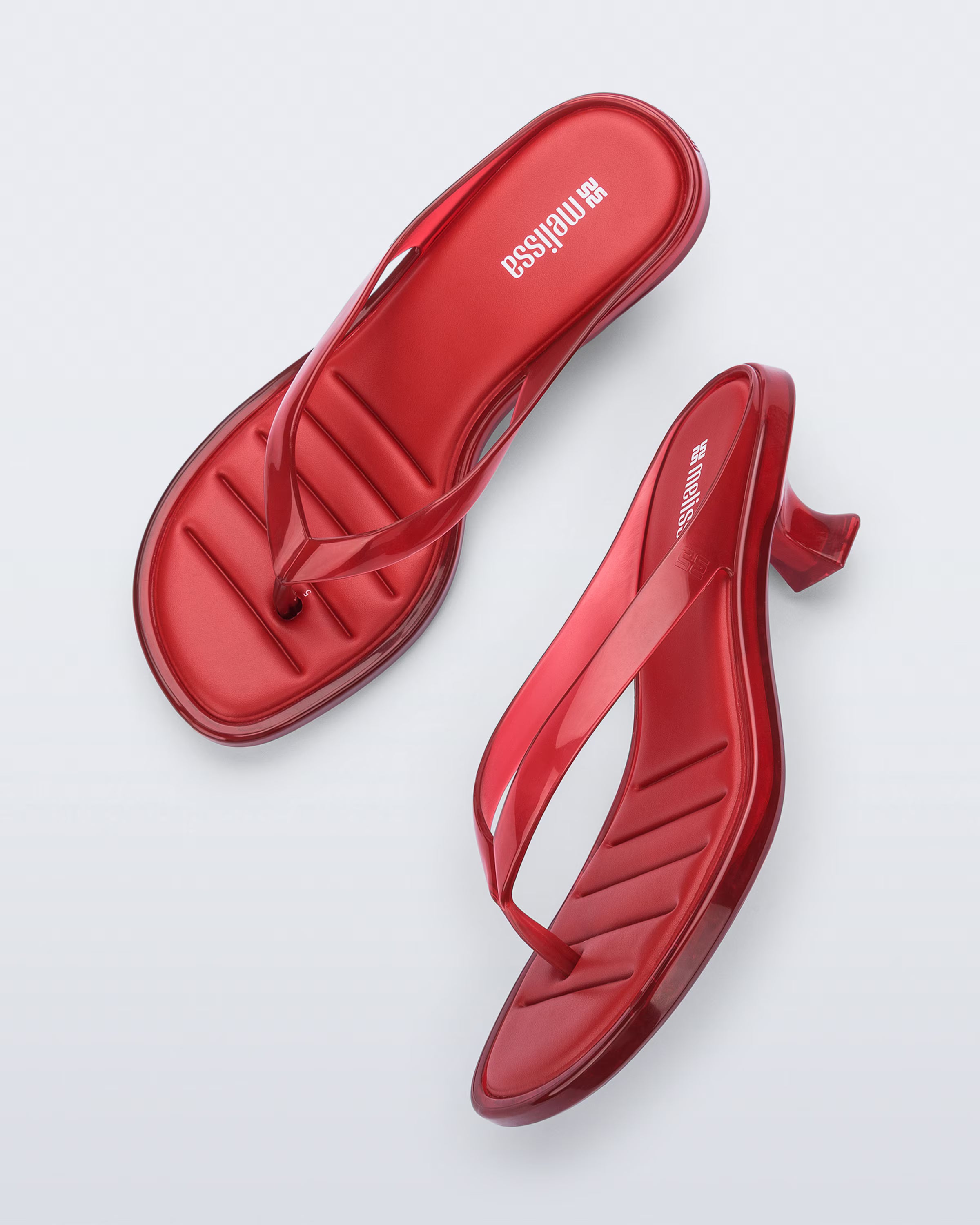 Melissa Thong Kitten Heel - Transparent Red