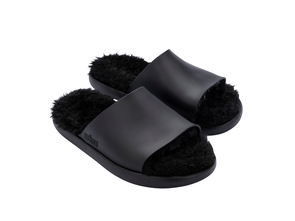 Melissa Fluffy Slide - Black