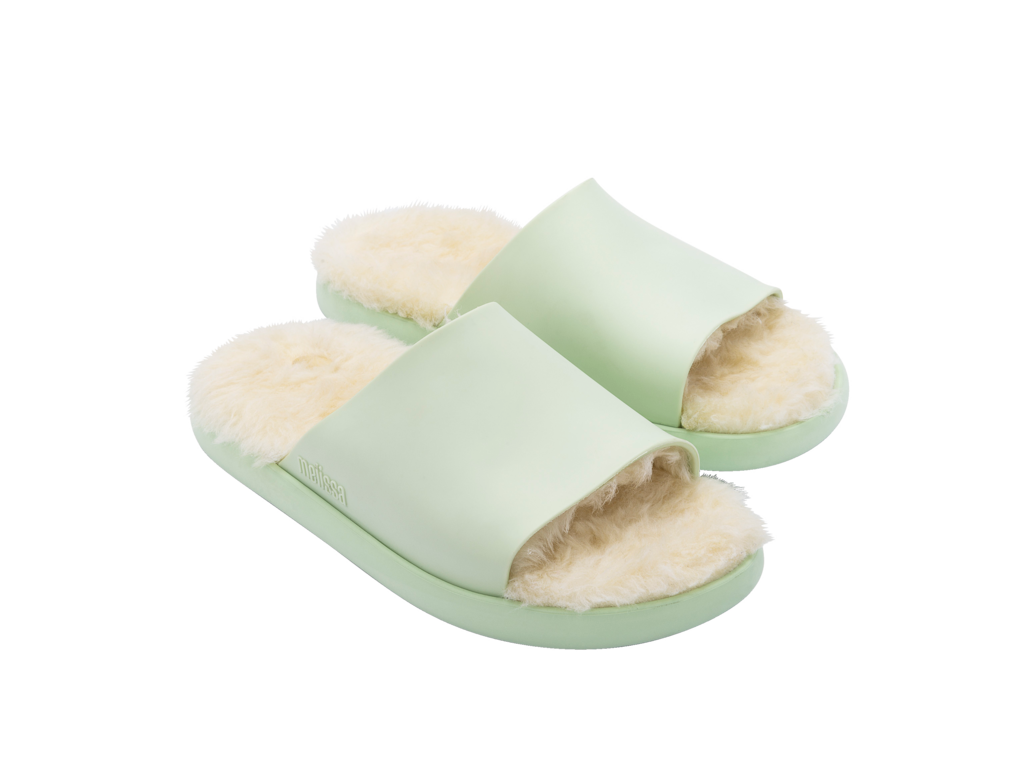 Melissa Fluffy Slide - Green Beige