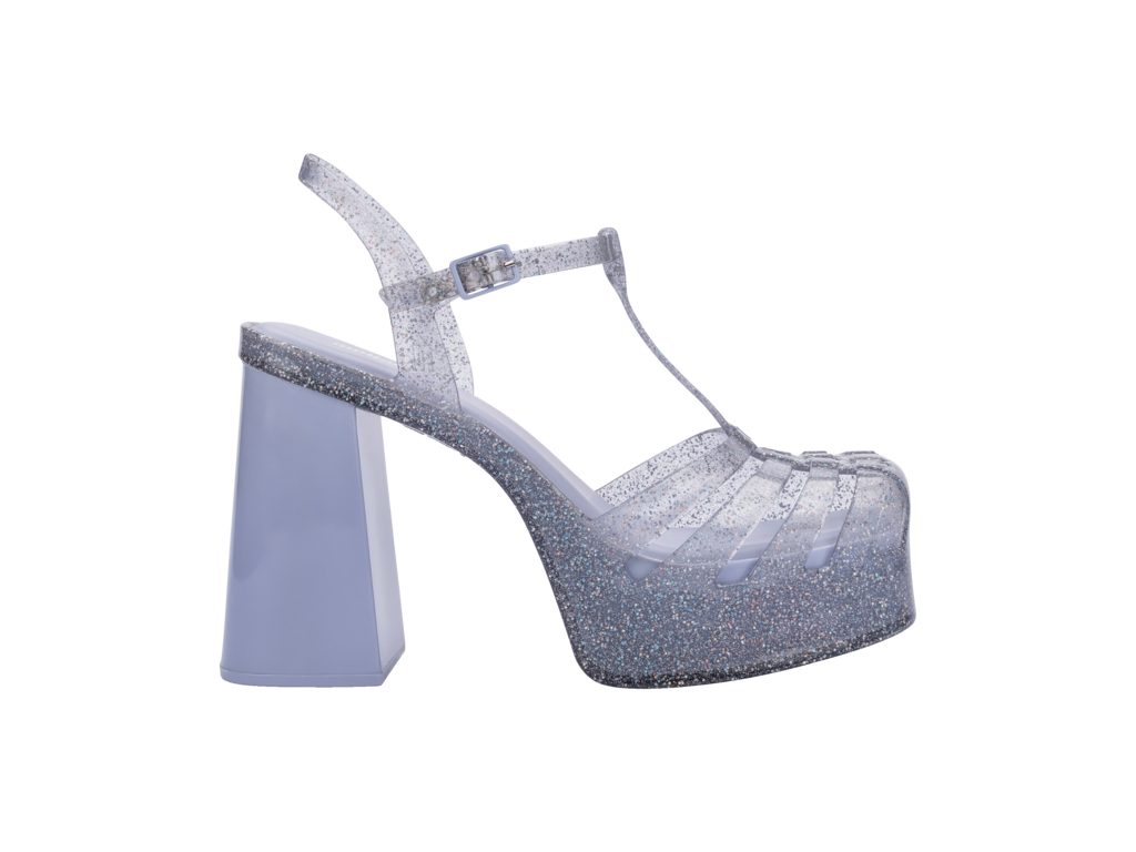 Clear glitter block outlet heels