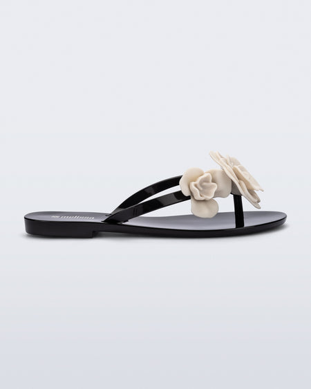 Melissa Harmonic Petals Flip Flop Black Beige