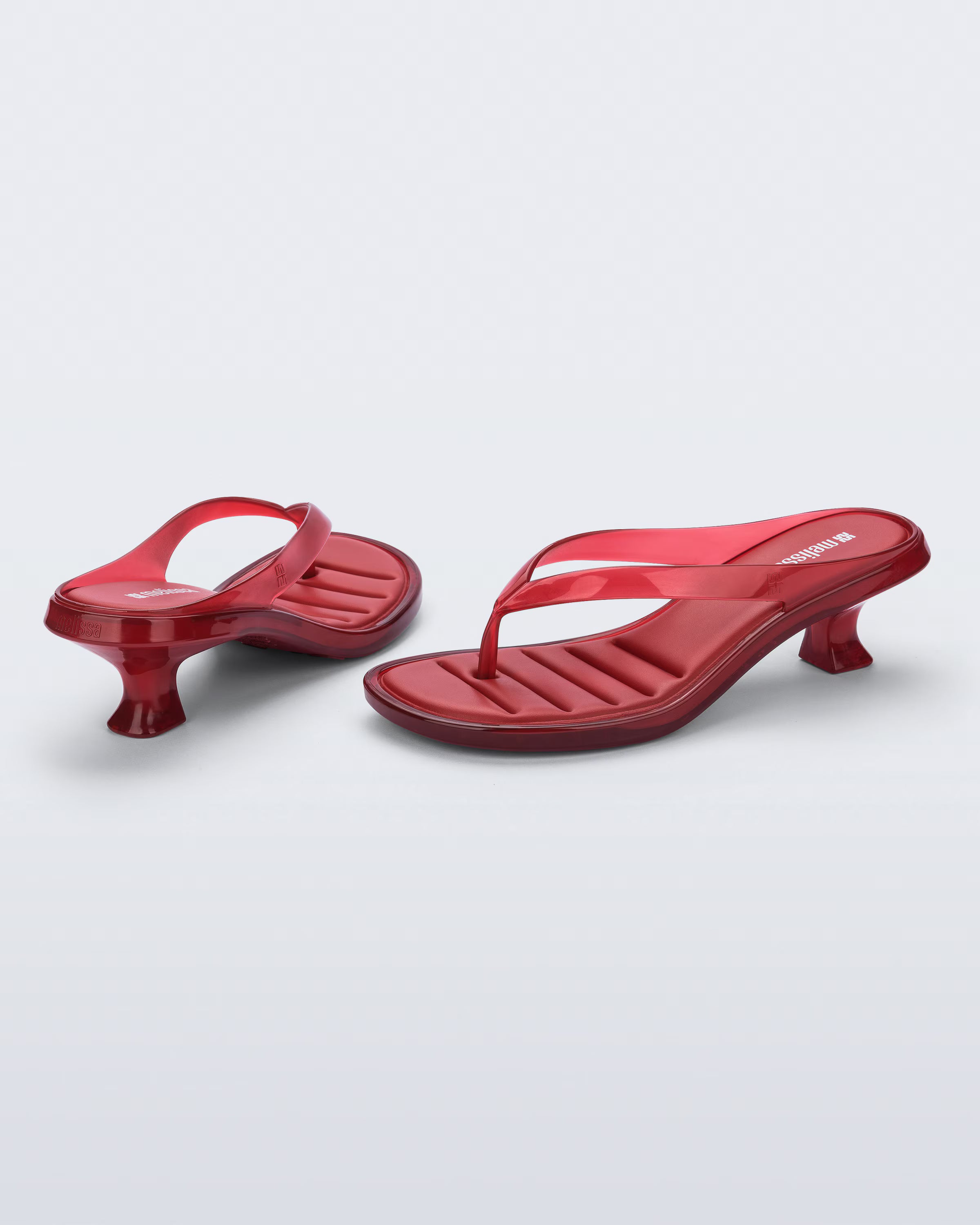 Melissa Thong Kitten Heel - Transparent Red