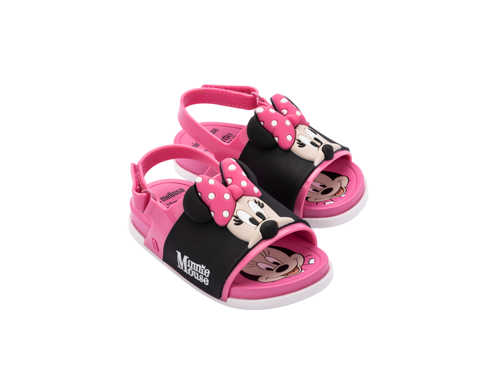 Mini Melissa + Mickey Beach Slide BB - Pink Black