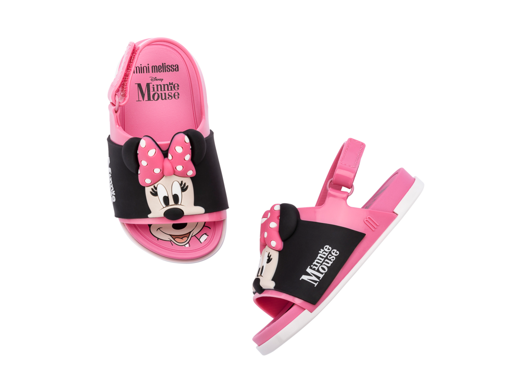 Mini Melissa + Mickey Beach Slide BB - Pink Black