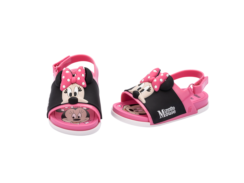 Mini Melissa + Mickey Beach Slide BB - Pink Black