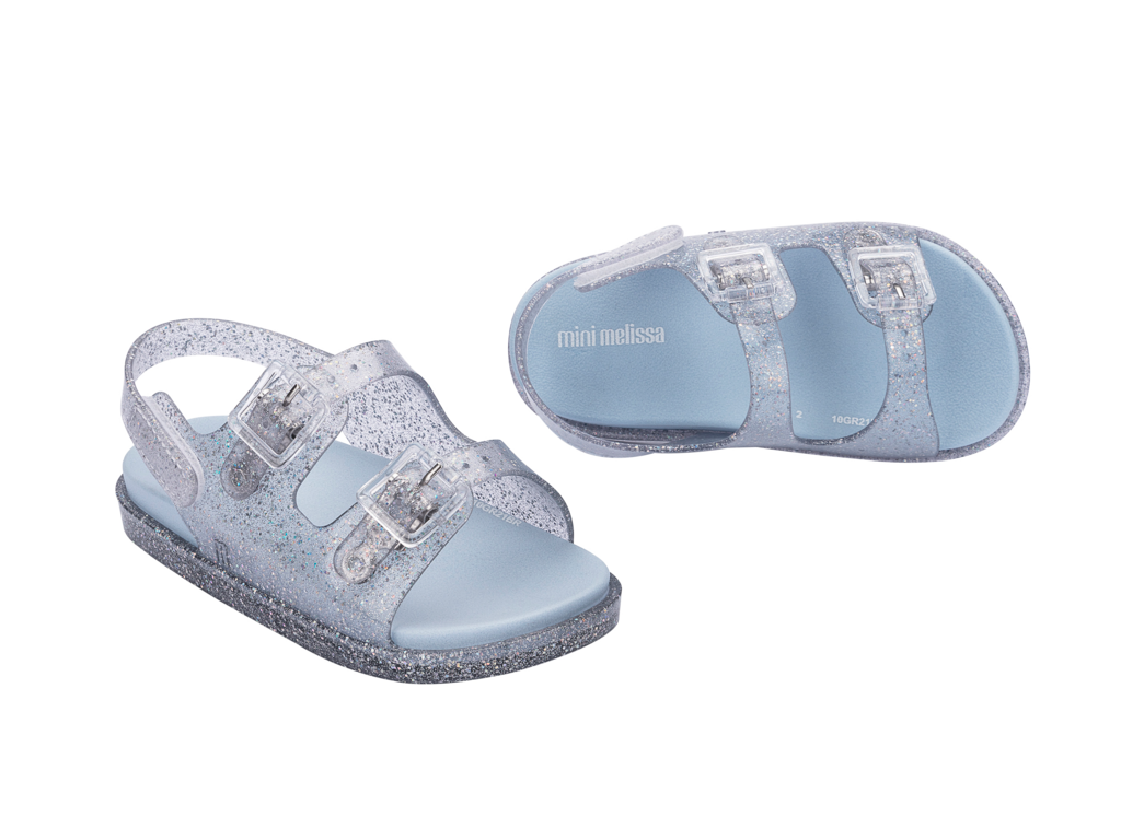 Mini Melissa Wide Sandal BB - Clear Glitter