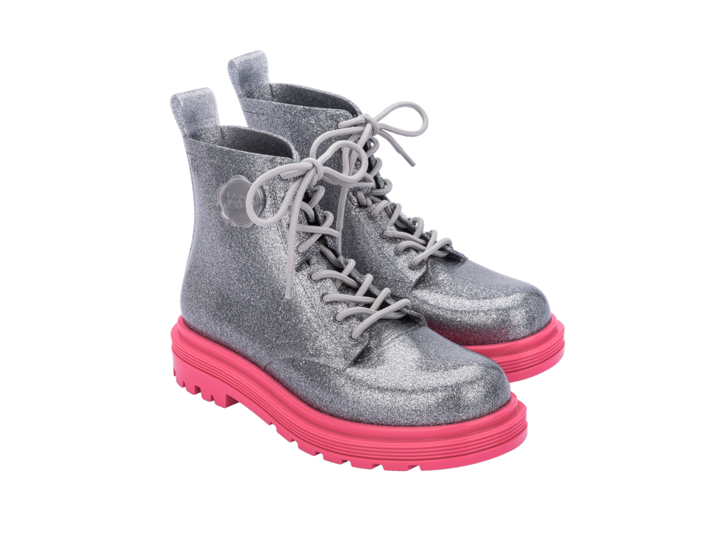Melissa ＋ VIKTOR AND ROLF Coturno Boot - Silver Glitter Pink