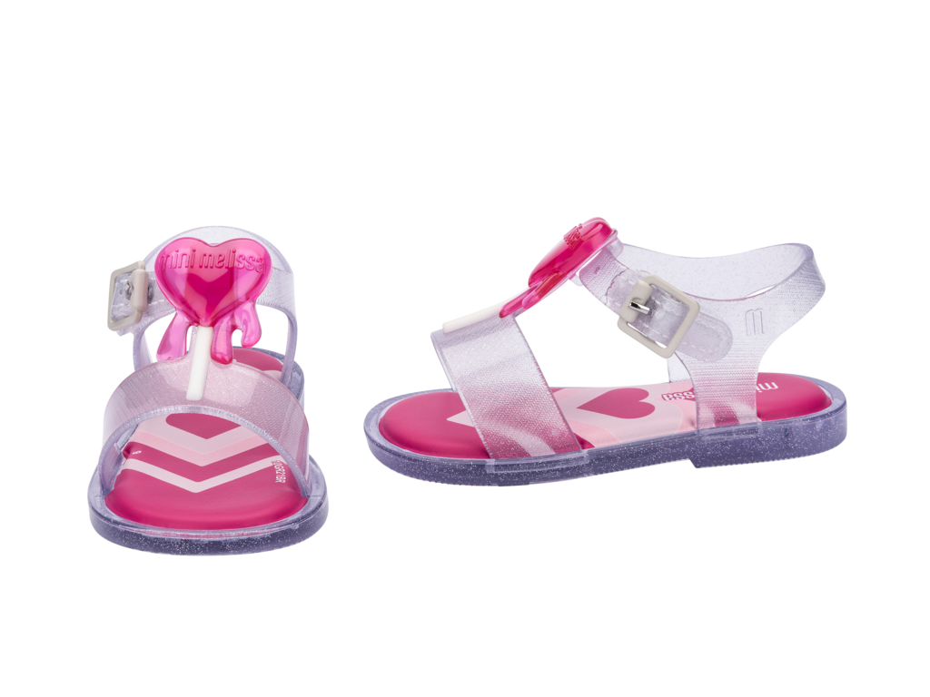 Mini Melissa Mar Sandal Jelly Pop BB - Clear Glitter Pink