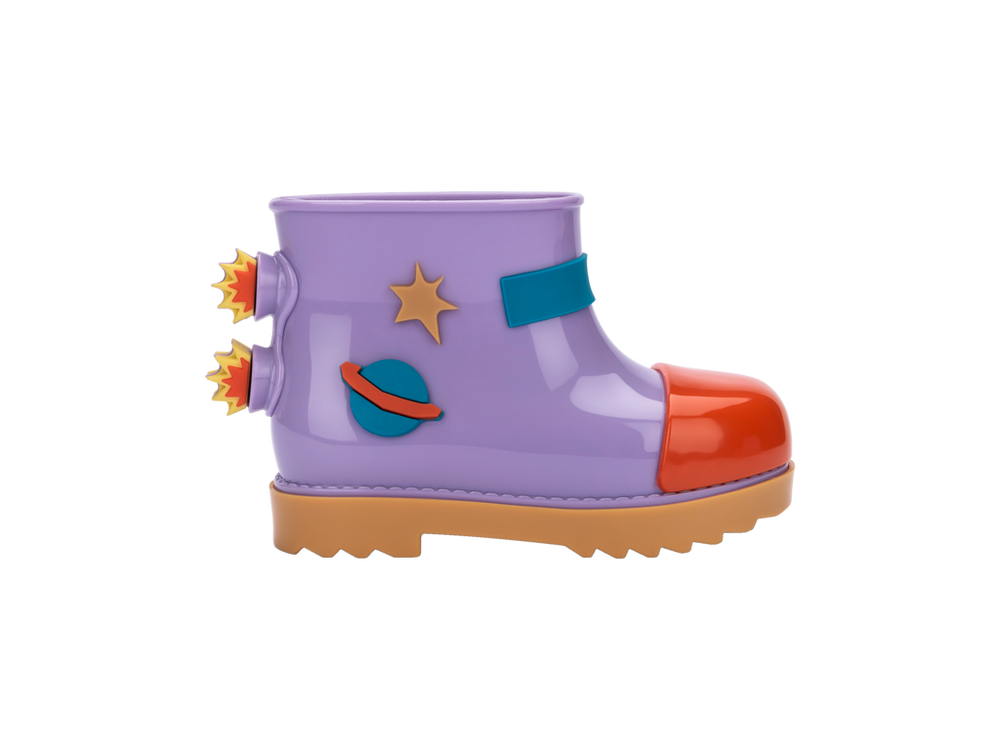 Mini Melissa Rain Boot + Fabula BB - Caramel Lilac Red